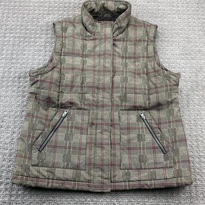 Urban Rags Outerwear Vest Women Large L Brown Red Plaid Full Zip Buttons Pockets